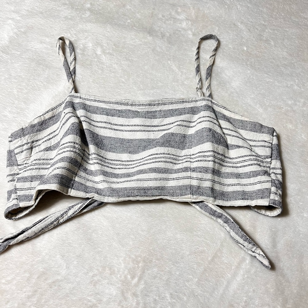 Striped Gray and White Women's Crop Top